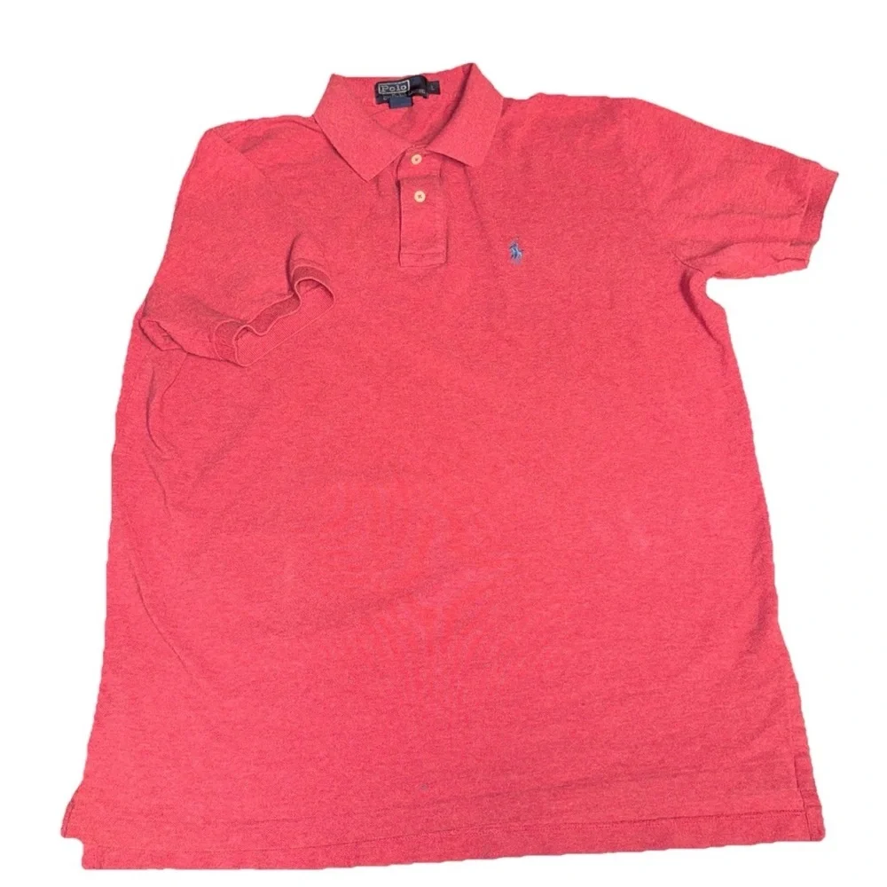 Polo Ralph Lauren Polo Shirt Mens L Red/Pink Heather 100% Cotton Short‎ Sleeve